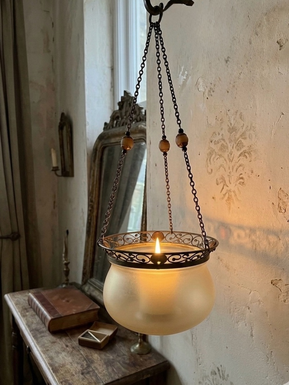 PartyLite Paris Retro Hanging Candle Lamp Bowl